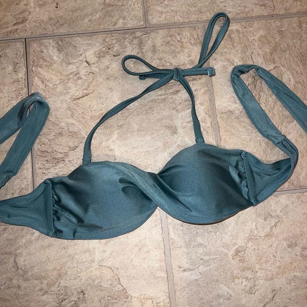 TEAL BLUE CROSS BIKINI TOP- STRAPS CAN BE TAKEN OFF